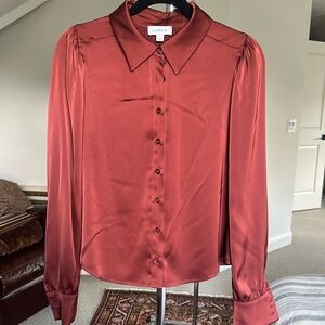 Evereve rust satin blouse